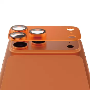 Proteção de câmara PanzerGlass Fender para iPhone 17 Pro — silicone, Cosmic Orange, resistente a riscos e choques