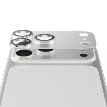 Proteção de câmara PanzerGlass Fender para iPhone 17 Pro Max — silicone, prateado, resistente a riscos e choques