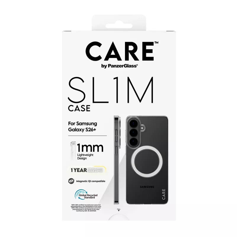 PanzerGlass CARE™ SL1M Capa de proteção transparente com Qi para Samsung Galaxy S26+ (6,7 polegadas)