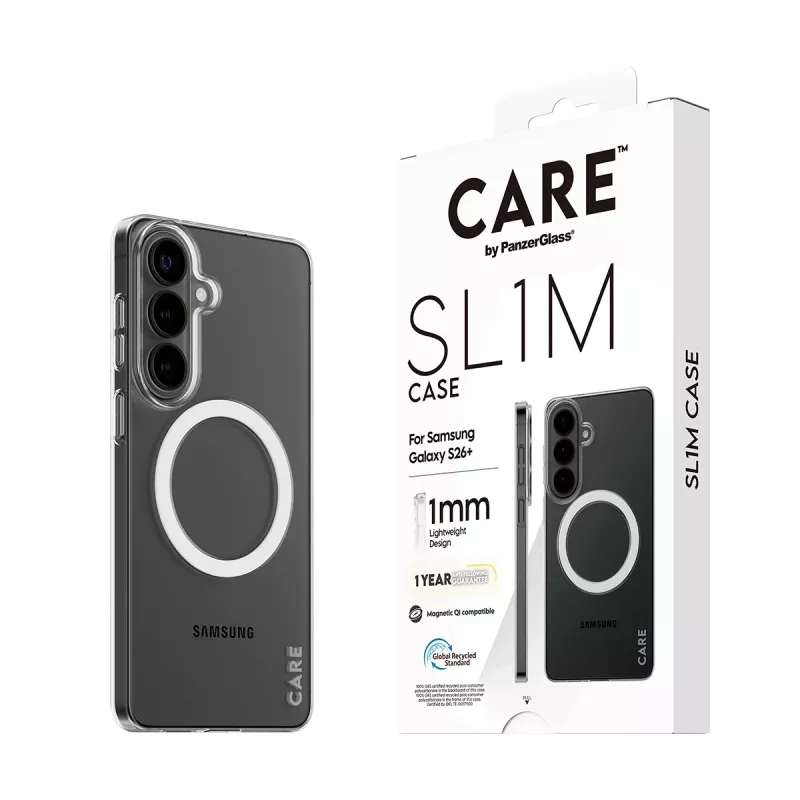 PanzerGlass CARE™ SL1M Capa de proteção transparente com Qi para Samsung Galaxy S26+ (6,7 polegadas)