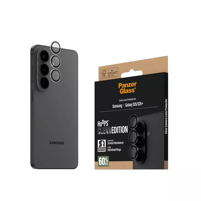Proteção de lente de câmara PanzerGlass Hoops transparente para Samsung Galaxy S26 / S26+ (PG88885)