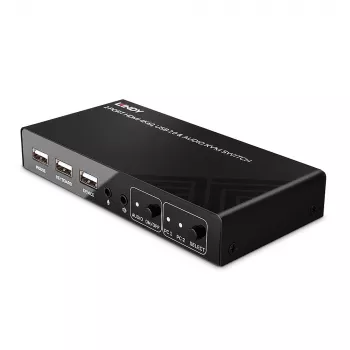 Comutador KVM Lindy 2 portas HDMI 4K60, USB 2.0 e áudio, 4096 x 2160 píxeis, 4K Ultra HD, preto