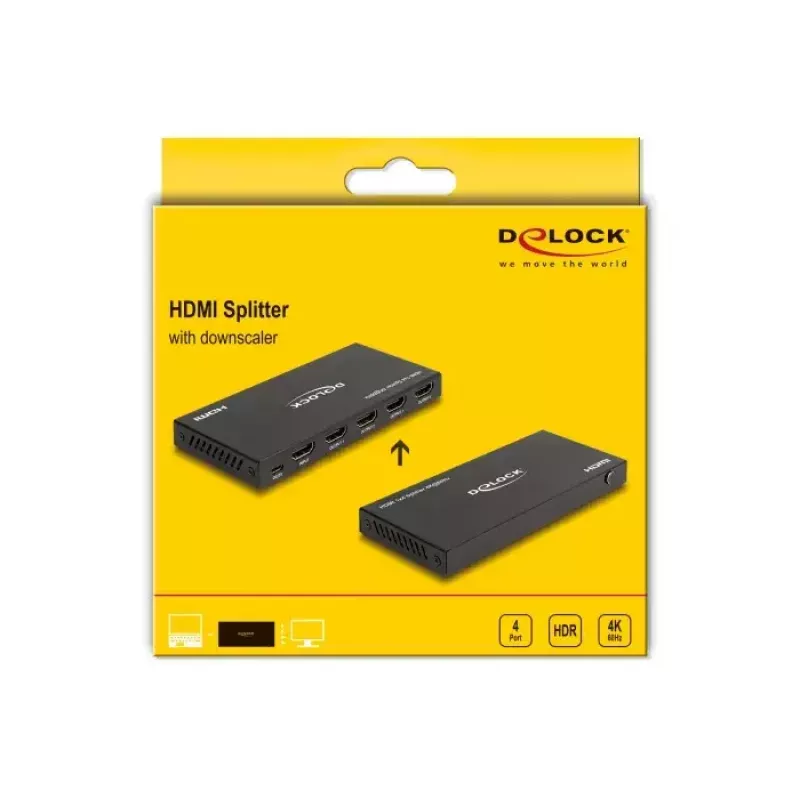 Splitter HDMI DeLOCK 1 x entrada HDMI para 4 x saída HDMI 4K 60 Hz
