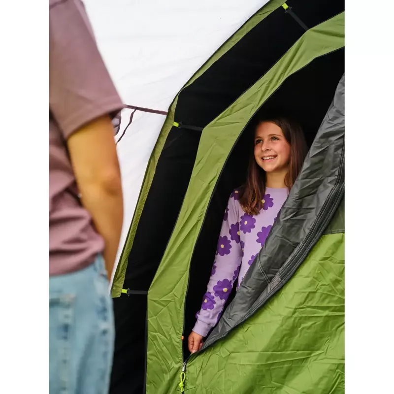 Tenda COLEMAN Rocky Mountain 5 BlackOut verde/cinzento — modelo 2025, tenda de túnel familiar para 5 pessoas