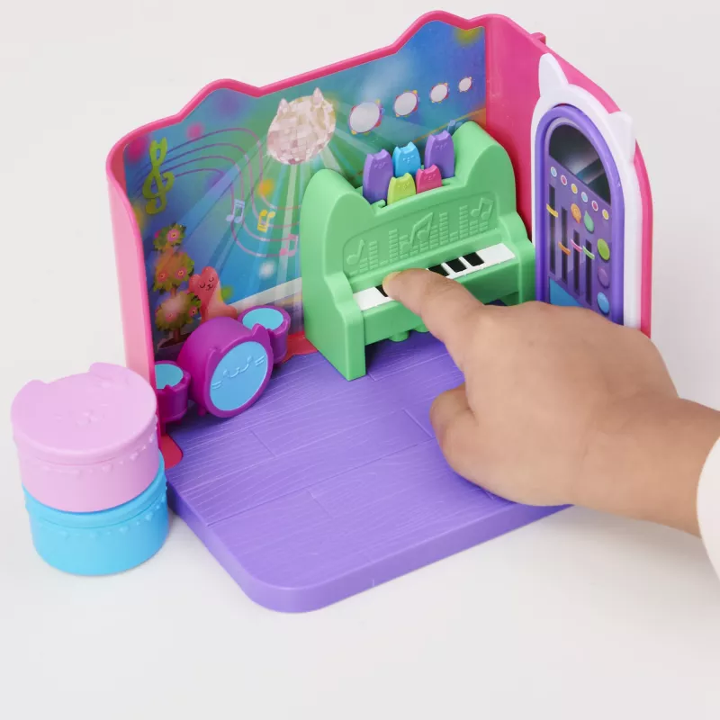 Gabbys Dollhouse, sala de música Groovy com figura Daniel James Catnip, 2 acessórios, 2 peças de mobiliário e 2 entregas, brinquedo para crianças a partir dos 3 anos