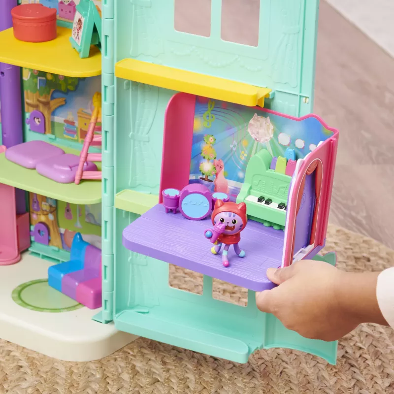 Gabbys Dollhouse, sala de música Groovy com figura Daniel James Catnip, 2 acessórios, 2 peças de mobiliário e 2 entregas, brinquedo para crianças a partir dos 3 anos