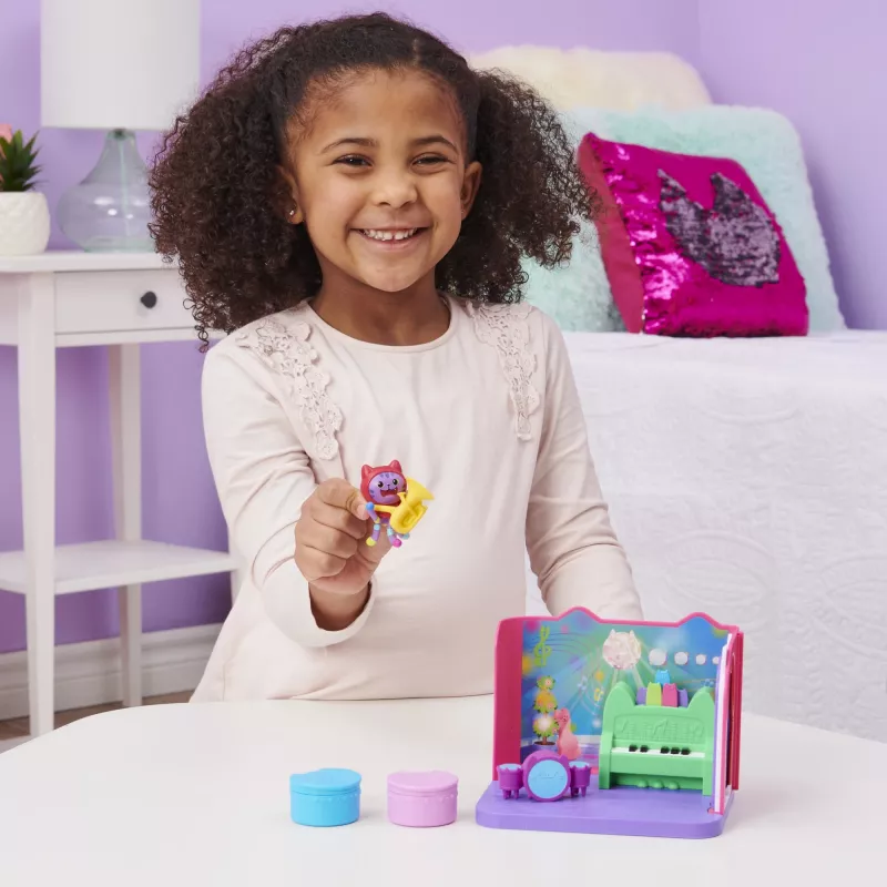 Gabbys Dollhouse, sala de música Groovy com figura Daniel James Catnip, 2 acessórios, 2 peças de mobiliário e 2 entregas, brinquedo para crianças a partir dos 3 anos