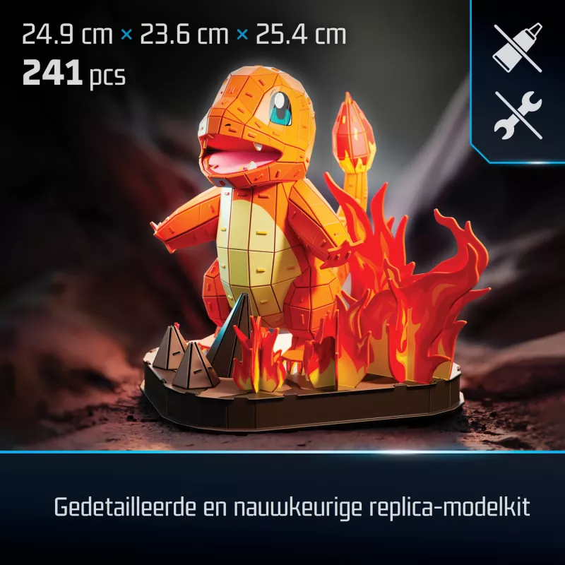 4D Build, conjunto de modelo 3D Pokémon Charmander, figura Pokémon, Kanto First Partner Collection, decoração de secretária, 241 peças, a partir dos 12 anos