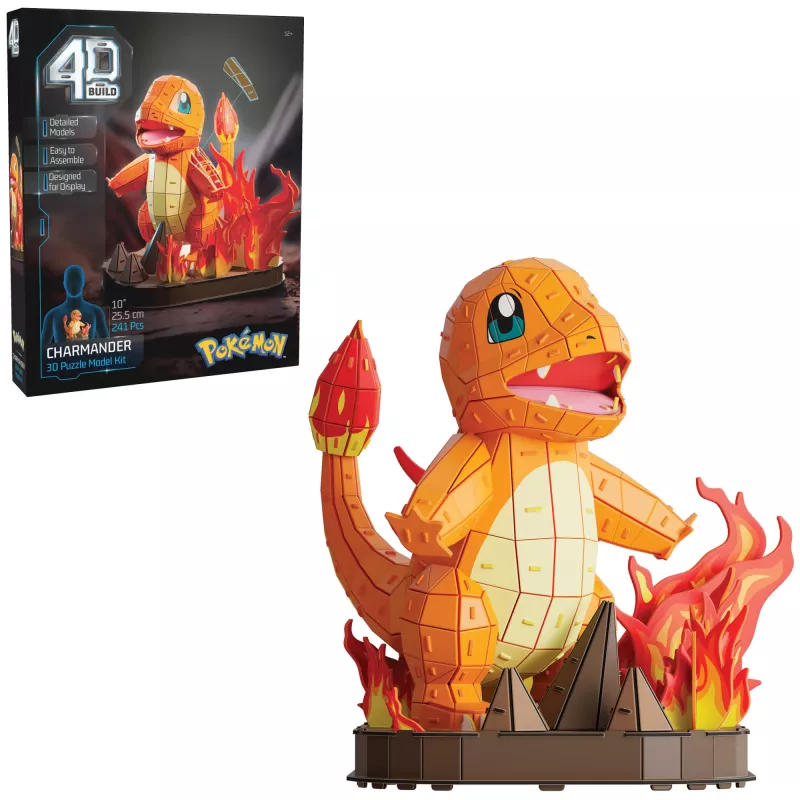 4D Build, conjunto de modelo 3D Pokémon Charmander, figura Pokémon, Kanto First Partner Collection, decoração de secretária, 241 peças, a partir dos 12 anos