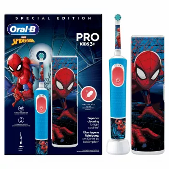 Oral-B Vitality Pro Kids Spiderman escova de dentes elétrica para crianças Azul, Vermelho