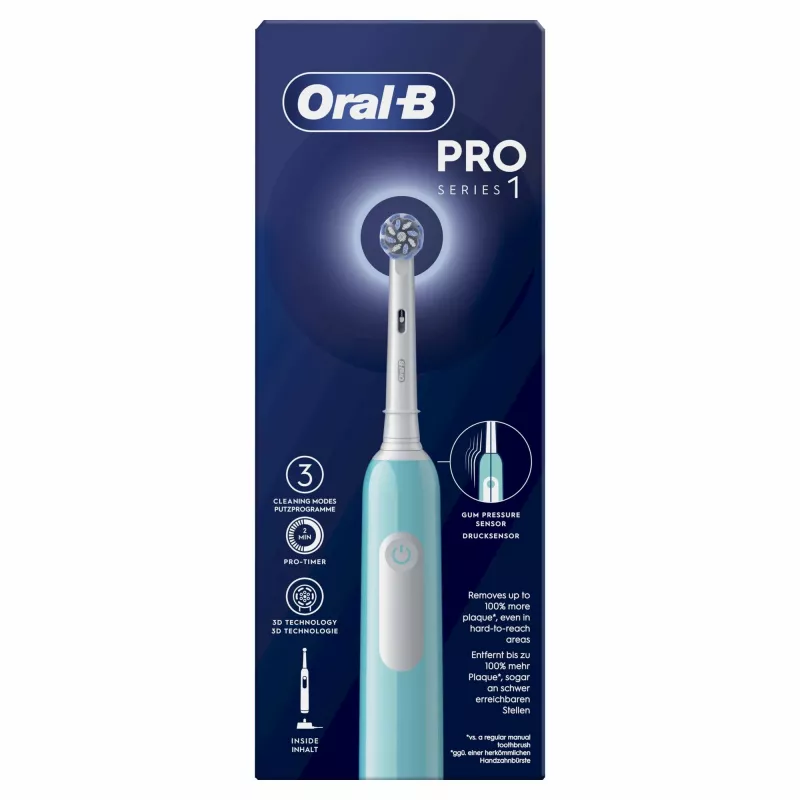 Oral-B Pro 1 Sensitive Clean Escova de dentes elétrica para adultos, rotativa-oscilante, azul