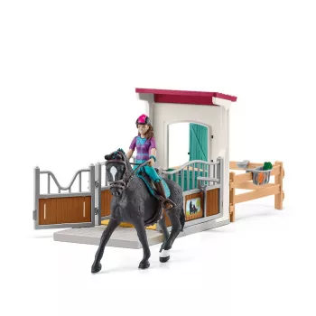 Conjunto de box para cavalos de brinquedo Schleich HORSE CLUB com figura Lisa e cavalo Storm, conjunto de brincar de quinta, idade recomendada 5–12