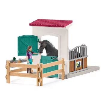 Conjunto de box para cavalos de brinquedo Schleich HORSE CLUB com figura Lisa e cavalo Storm, conjunto de brincar de quinta, idade recomendada 5–12
