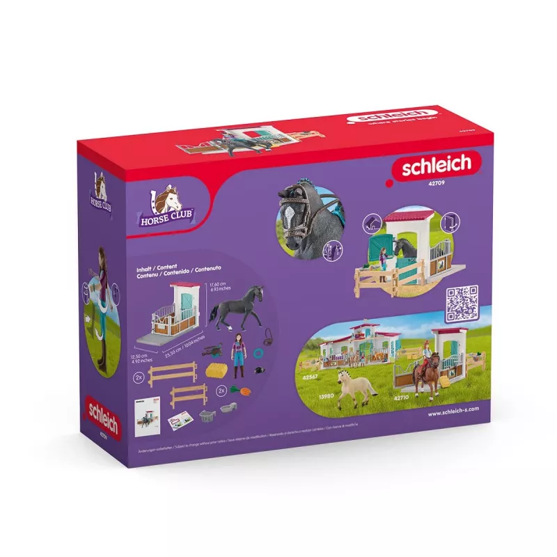 Conjunto de box para cavalos de brinquedo Schleich HORSE CLUB com figura Lisa e cavalo Storm, conjunto de brincar de quinta, idade recomendada 5–12