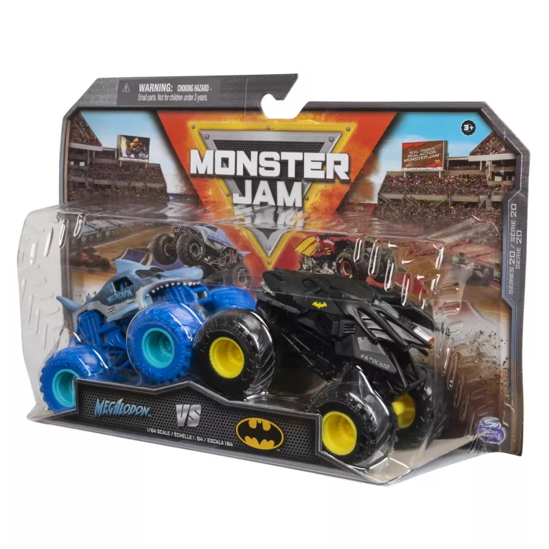 Monster Jam, camiões monstro oficiais Batman vs. Megalodon em metal fundido, escala 1:64, brinquedo para rapazes a partir dos 3 anos