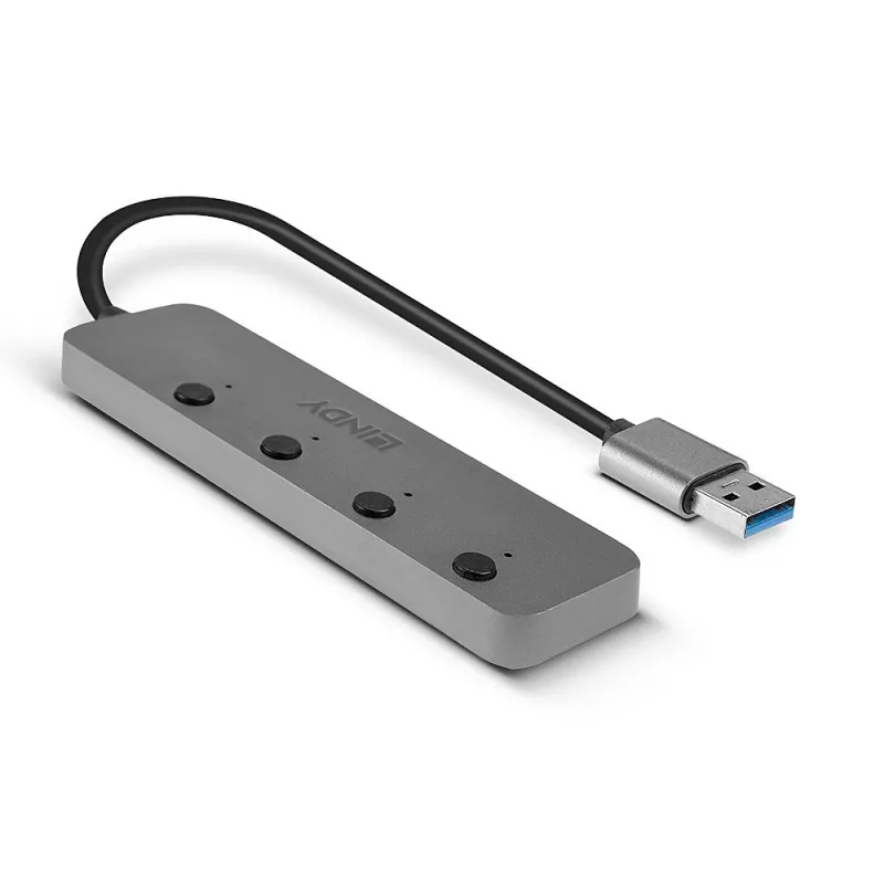 Hub USB 3.0 Lindy 4 portas com interruptores on/off