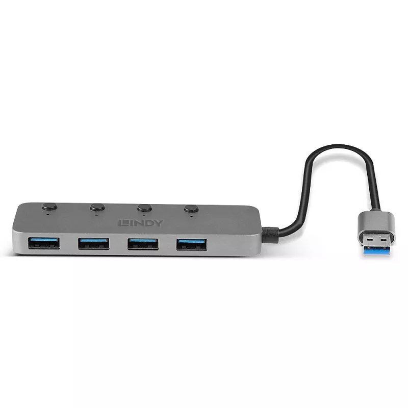 Hub USB 3.0 Lindy 4 portas com interruptores on/off