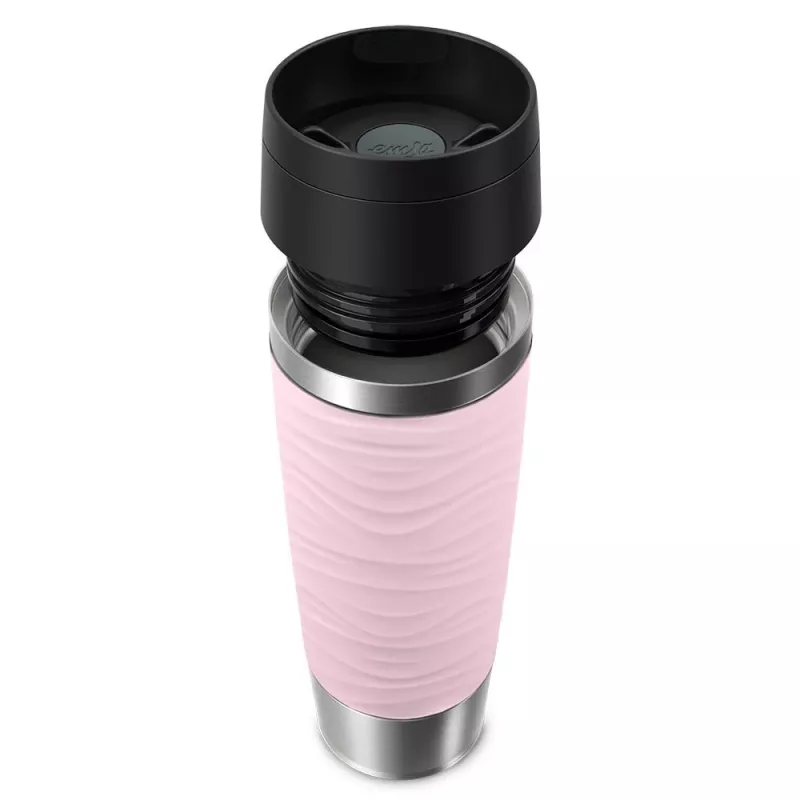 Caneca de viagem EMSA Travel Mug Waves Grande 500 ml rosa, aço inoxidável