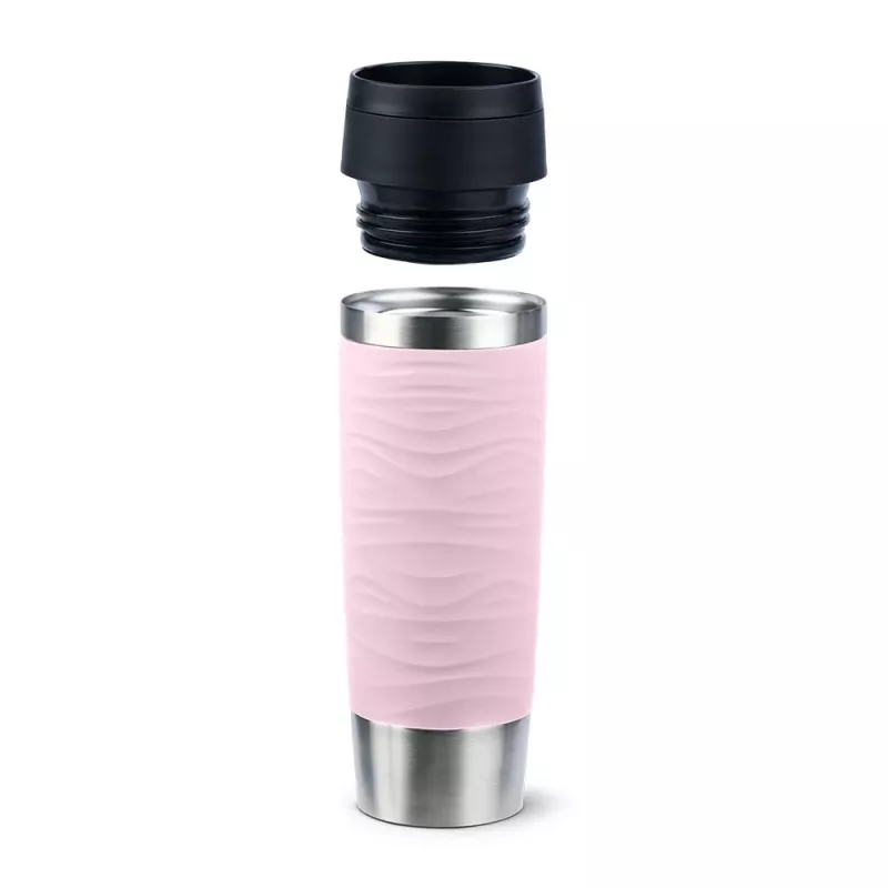 Caneca de viagem EMSA Travel Mug Waves Grande 500 ml rosa, aço inoxidável