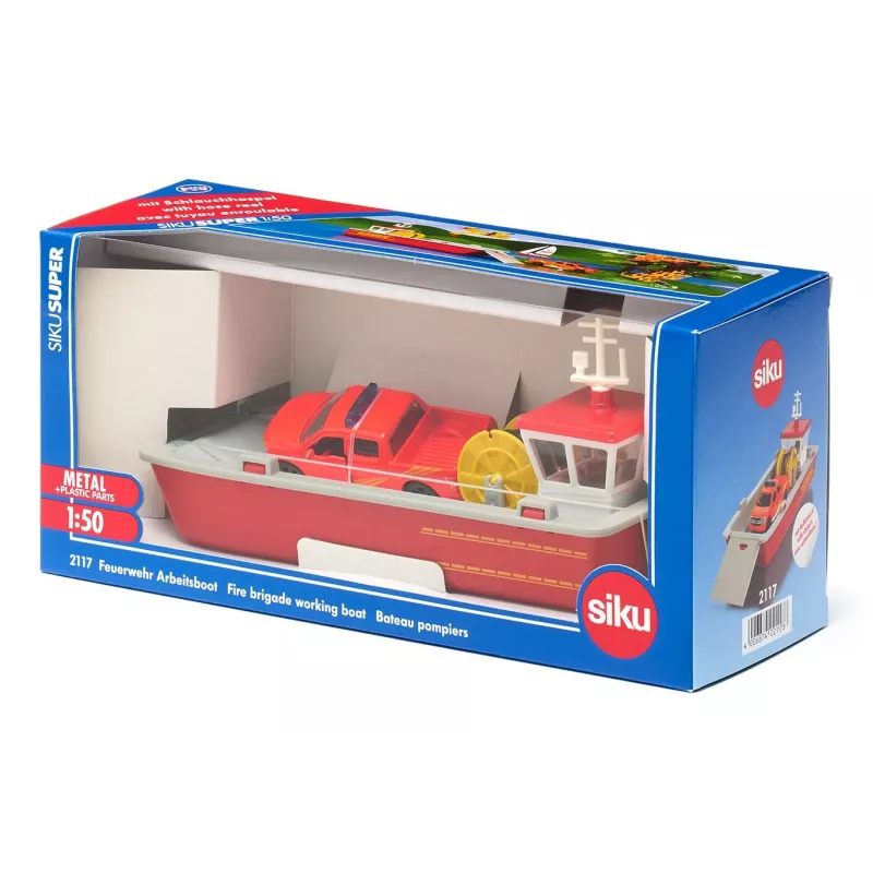 Siku barco de trabalho dos bombeiros modelo de barco de bombeiros pré-montado 1:50