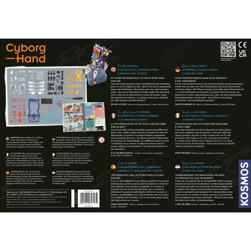 Kosmos Mão ciborgue, kit de engenharia, tecnologia, 10 anos, preto