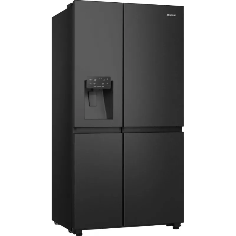 Frigorífico side-by-side Hisense RS818N4TFE, independente, porta americana, preto, touch, LED, visor na porta