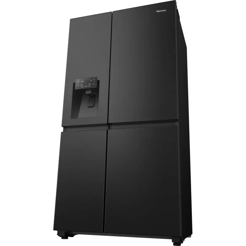 Frigorífico side-by-side Hisense RS818N4TFE, independente, porta americana, preto, touch, LED, visor na porta