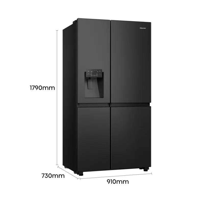 Frigorífico side-by-side Hisense RS818N4TFE, independente, porta americana, preto, touch, LED, visor na porta