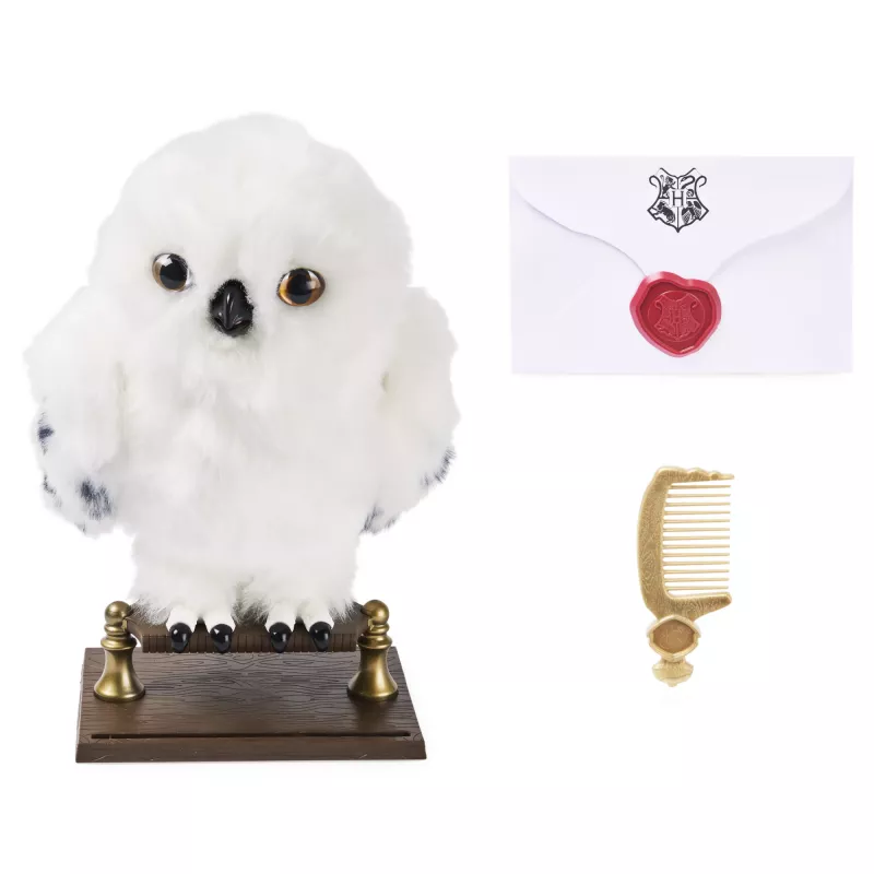 Wizarding World Harry Potter, Hedwig Encantadora coruja interativa com mais de 15 sons e movimentos e envelope de Hogwarts, brinquedo para crianças a partir dos 5 anos
