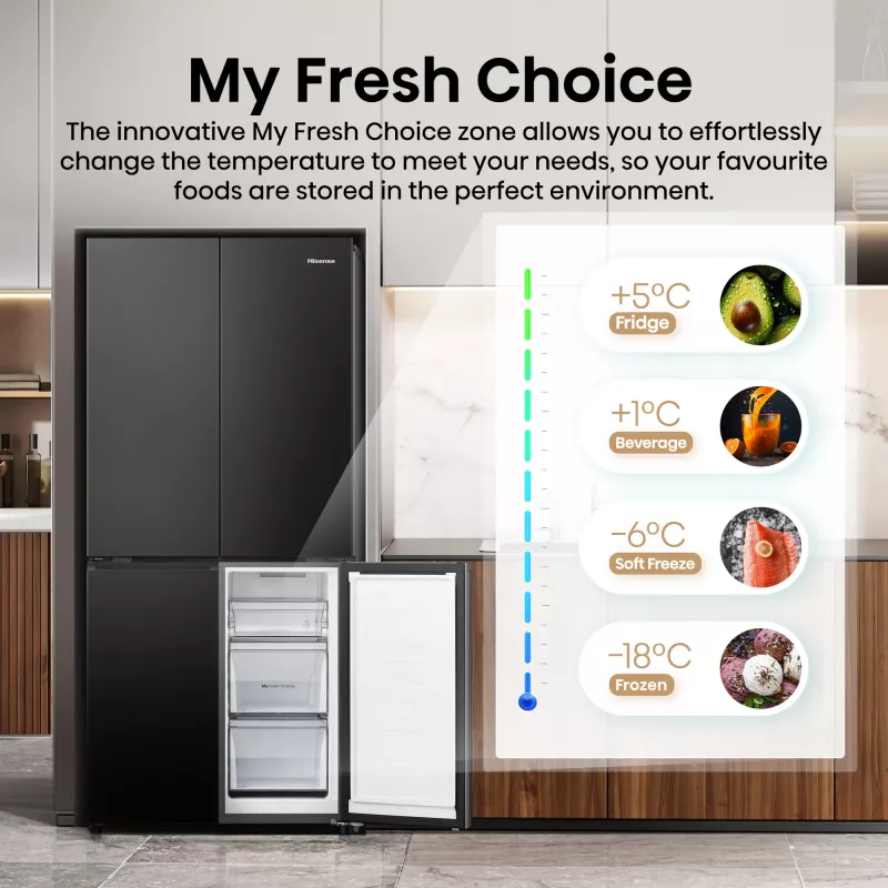 Hisense RQ5P470SAFD de instalação livre 483 L preto, aço inoxidável