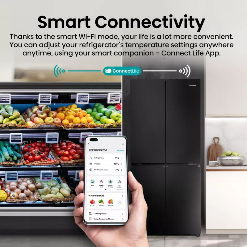 Hisense RQ5P470SAFD de instalação livre 483 L preto, aço inoxidável