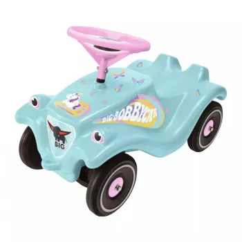 Carro de passeio BIG Bobby Car com barra de empurrar 1 utilizador 4 rodas rosa turquesa