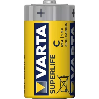 Pilha descartável Varta Superlife C zinco-carvão, tamanho C, 1,5 V, 50 mm