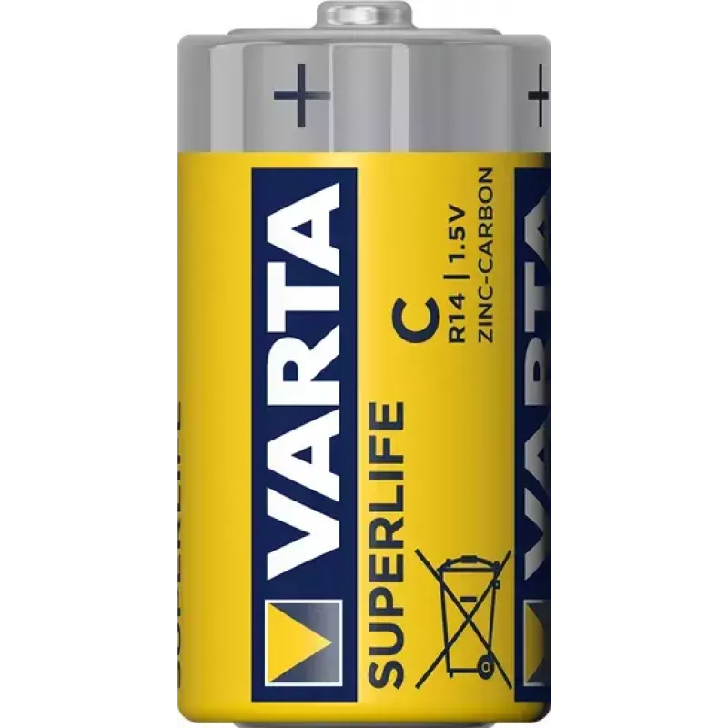 Pilha descartável Varta Superlife C zinco-carvão, tamanho C, 1,5 V, 50 mm