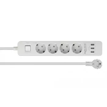 DeLOCK 11206 Distribuidor de energia 1,5 m 4 tomadas Schuko para interior branco