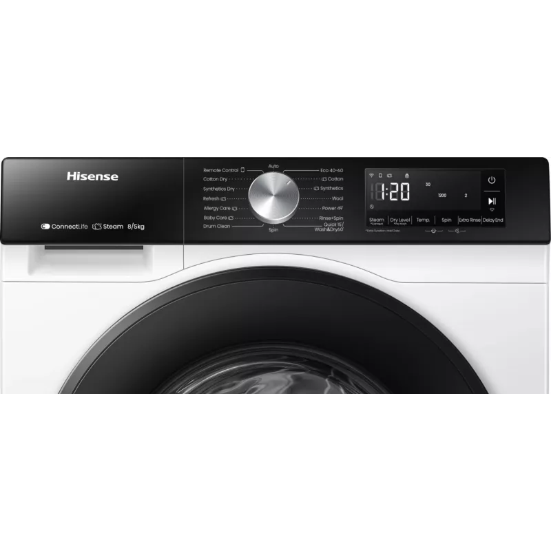 Máquina de lavar e secar roupa Hisense WD3S8043BW3 De livre instalação Carga frontal Branco