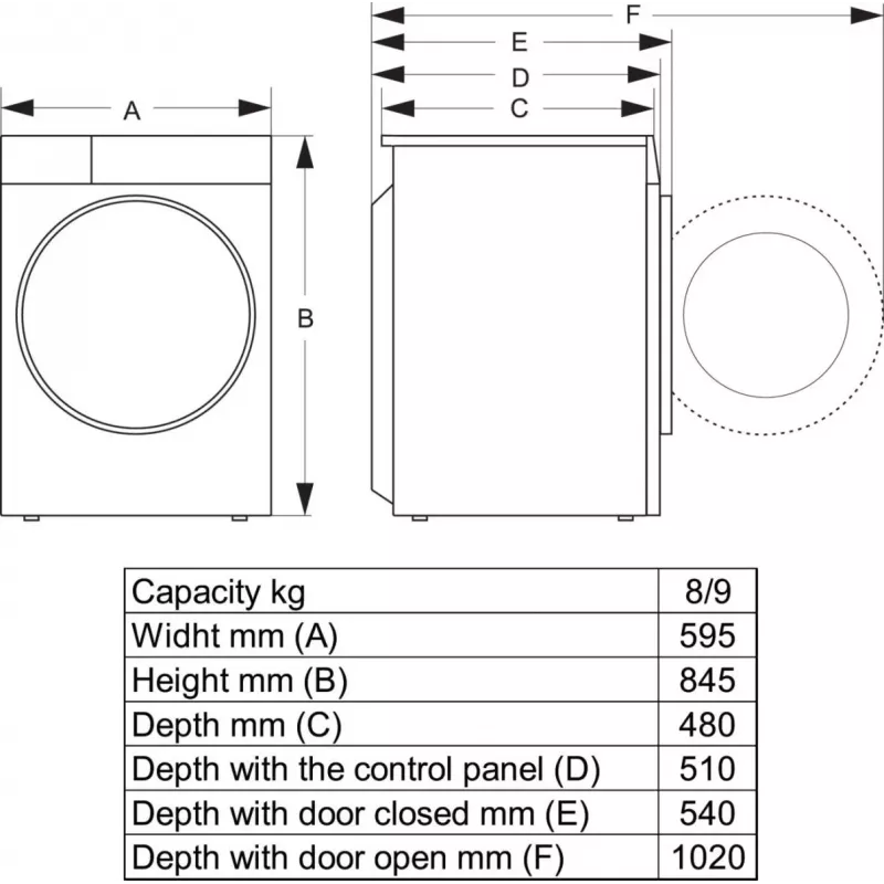 Máquina de lavar e secar roupa Hisense WD3S8043BW3 De livre instalação Carga frontal Branco