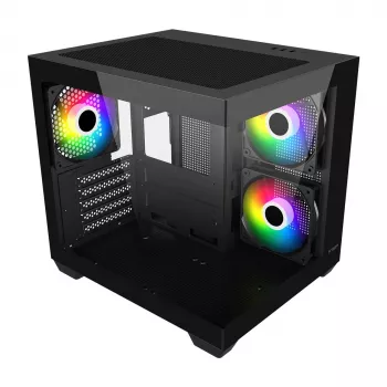Caixa de PC Fortron FSP Geh Mini S140 BA micro-ATX / M-ITX, ARGB, preta