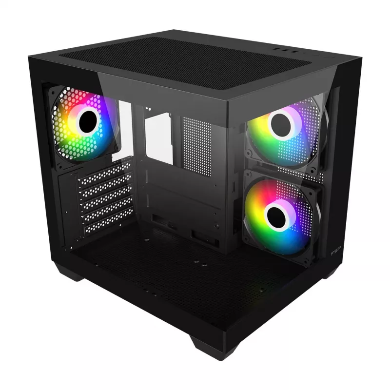 Caixa de PC Fortron FSP Geh Mini S140 BA micro-ATX / M-ITX, ARGB, preta