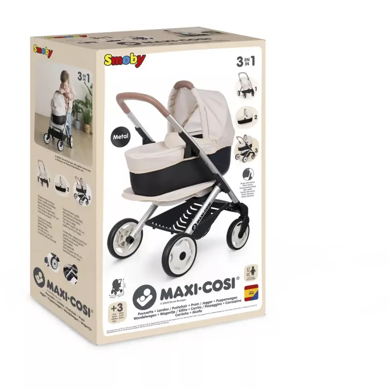 Carrinho de bonecas 3-em-1 Simba-Dickie Smoby Maxi-Cosi bege
