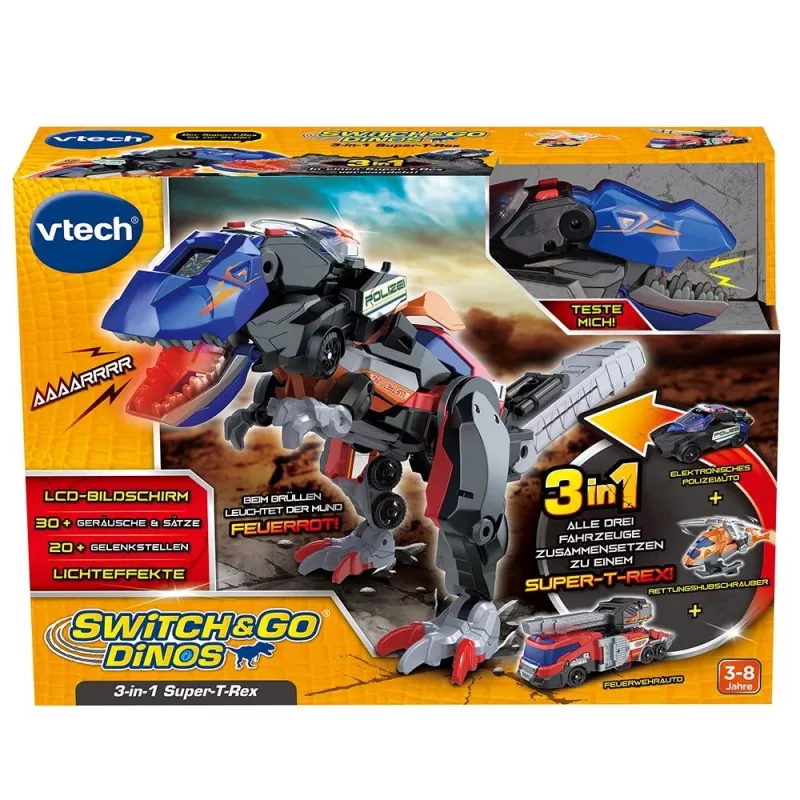 VTech Switch & Go Dinos 549504, 3 anos, com som, multicolor, 1,24 kg