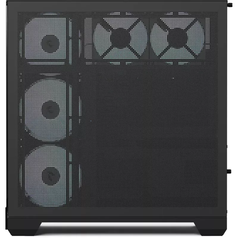Caixa torre APNX V2-F-BK-v1 com três painéis de vidro temperado, preta
