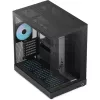Caixa torre APNX V2-F-BK-v1 com três painéis de vidro temperado, preta