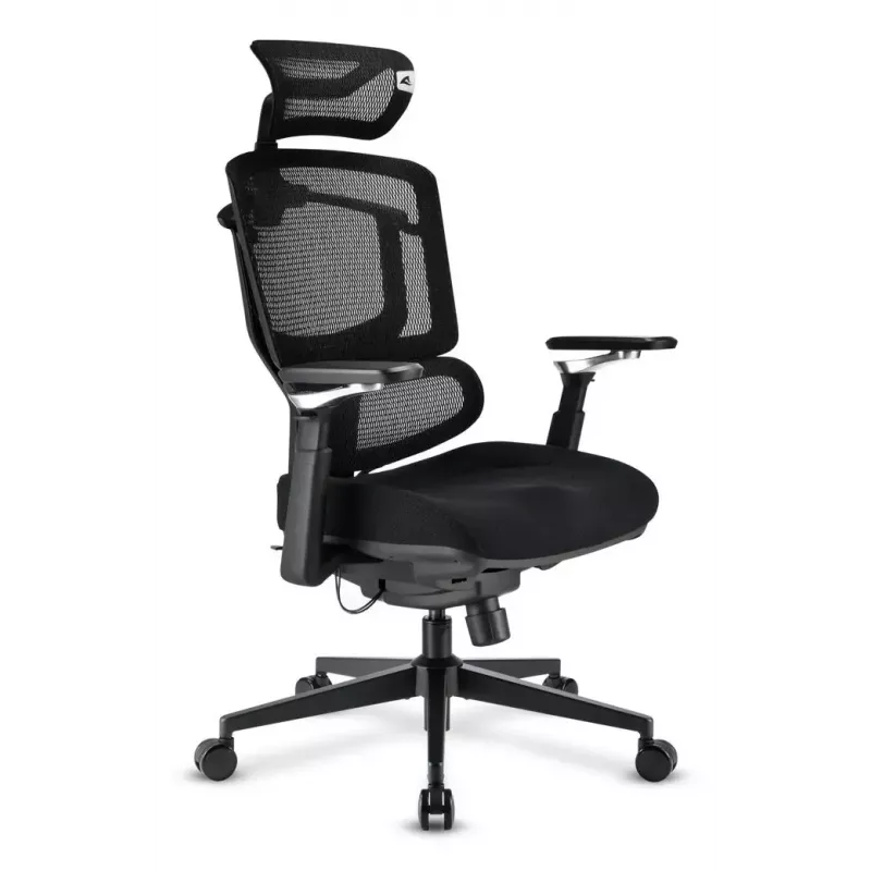 Cadeira de escritório Sharkoon OfficePal C50 — assento acolchoado, encosto em rede, encosto 49×62 cm, largura do assento 50 cm, preta