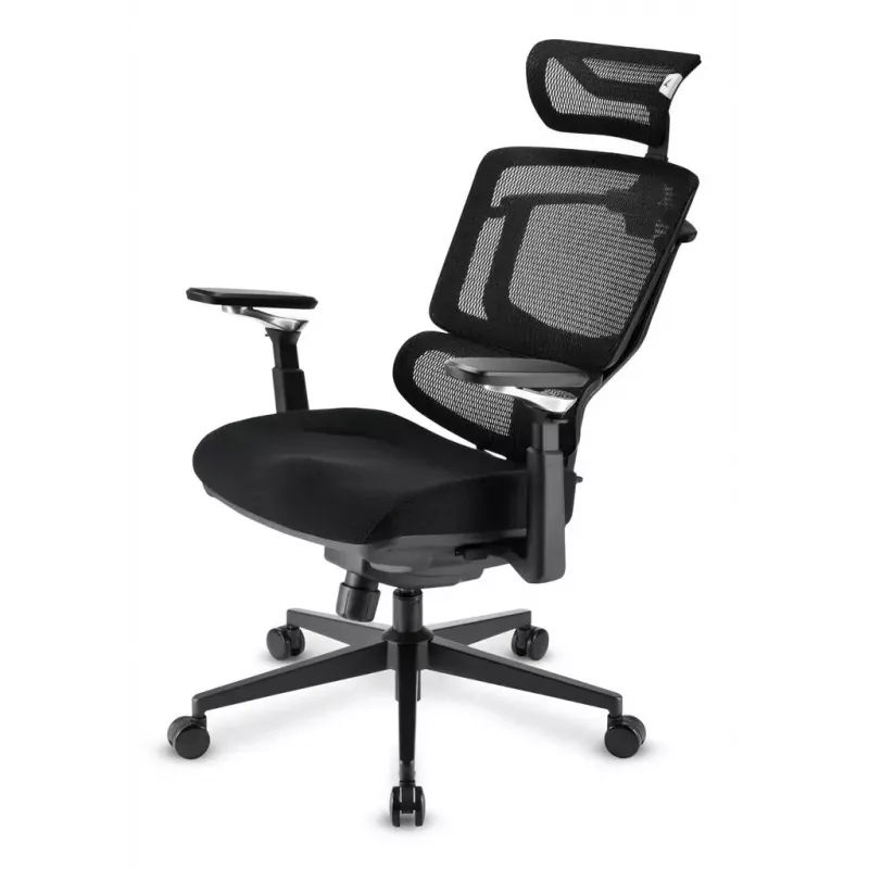 Cadeira de escritório Sharkoon OfficePal C50 — assento acolchoado, encosto em rede, encosto 49×62 cm, largura do assento 50 cm, preta