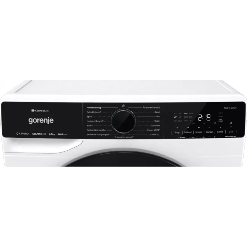 Máquina de lavar roupa Gorenje WPNA84A2TS de carregamento frontal 8 kg 1400 rpm preto, branco