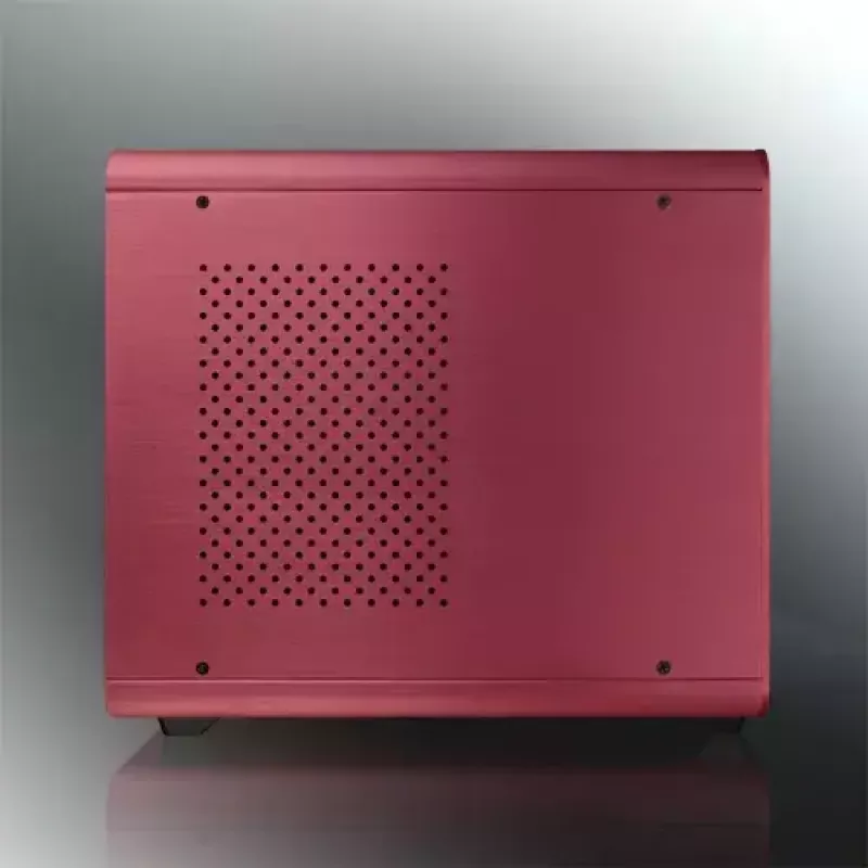 Caixa de PC RAIJINTEK METIS PLUS Mini Tower Vermelho — Mini-ITX, 1x baía de 3,5 polegadas, 4x baías de 2,5 polegadas, ventoinha de 120 mm