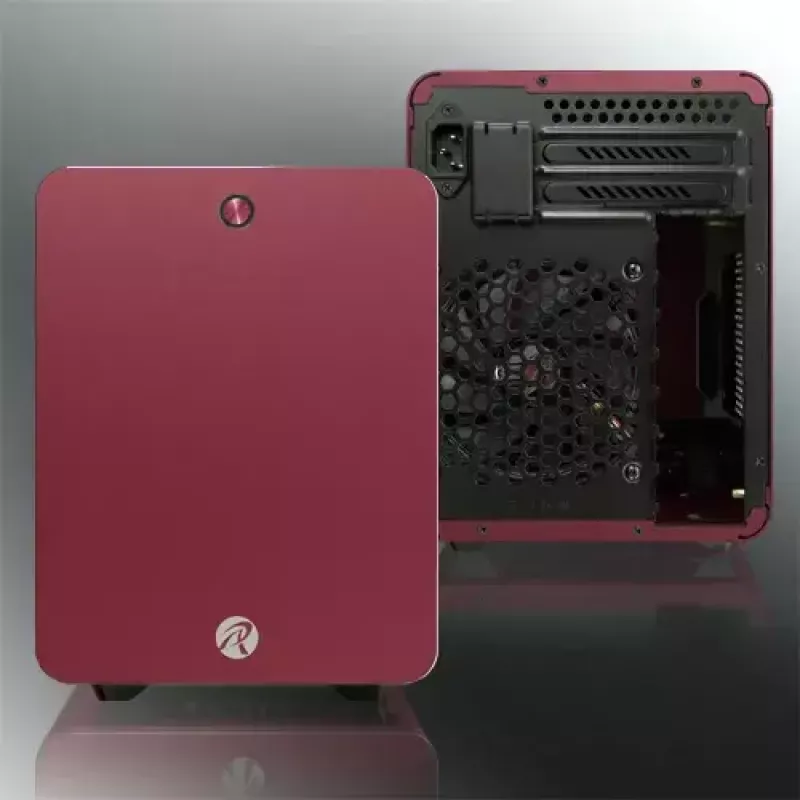 Caixa de PC RAIJINTEK METIS PLUS Mini Tower Vermelho — Mini-ITX, 1x baía de 3,5 polegadas, 4x baías de 2,5 polegadas, ventoinha de 120 mm