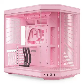 HYTE Y70 Milk Caixa de PC Midi Tower, Rosa — suporta ventoinhas de 120/140 mm, unidades de 2,5 polegadas e 3,5 polegadas, fonte de alimentação inferior, 320×470×470 mm