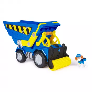 Rubble & Crew, Bark Yard Deluxe Camião basculante Veículo de construção com luzes, sons e figura de ação Wheeler, brinquedo para rapazes e raparigas a partir dos 3 anos